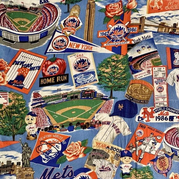 VINTAGE Reyn Spooner New York Mets Shirt Mens XL Blue Hawaiian USA AOP - Picture 15 of 15